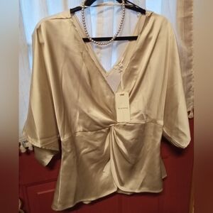 Pleione Elegant Cream Satin Blouse